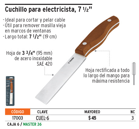 Cuchillo para electricista, 6' CODIGO- 17003 – Ingenieria Servirent Shop