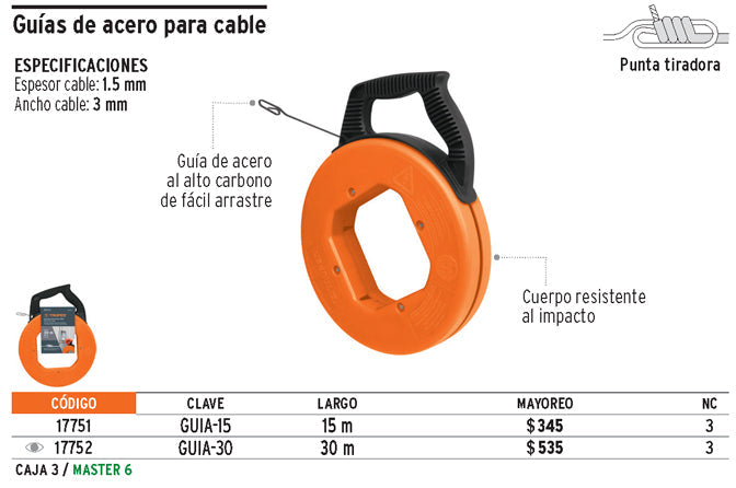 Guía de cables, 15 mts