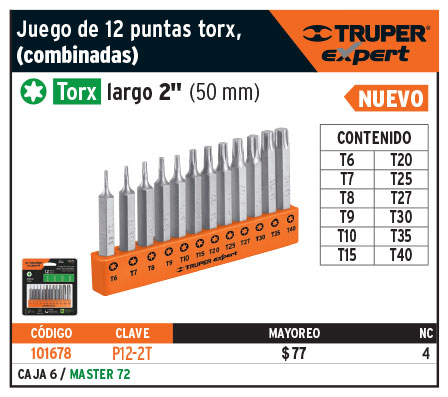 TRUPER EXPERT JUEGO 12 PUNTAS TORX 50mm VARIAS(6)