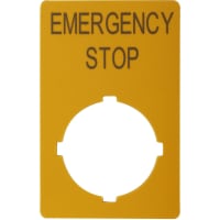 Placa de leyenda, 22m m, amarillo, leyenda de EMERGENCY-STOP, rectangular, serie del RMQ-Titán