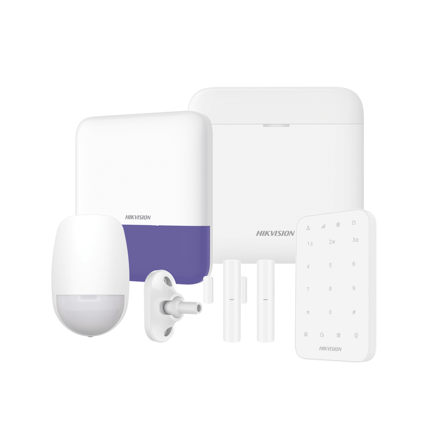 (AX PRO) KIT de Alarma AX PRO / Incluye: 1 Hub con bateria de respaldo / 1 Sensores PIR / 1 Montaje Universal para PIR / 2 Contactos MagnÃ©ticos / 1 Teclado / 1 Sirena Inalambrica Exterior / WiFi / Compatible con Hik-Connect P2P