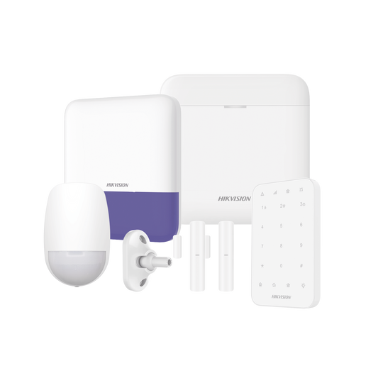 (AX PRO) KIT de Alarma AX PRO / Incluye: 1 Hub con bateria de respaldo / 1 Sensores PIR / 1 Montaje Universal para PIR / 2 Contactos MagnÃ©ticos / 1 Teclado / 1 Sirena Inalambrica Exterior / WiFi / Compatible con Hik-Connect P2P