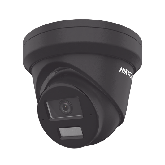 [Dual Light + 2 MicrÃ³fonos Integrados] Turret IP 4 Megapixel / Color Negro / Lente 2.8 mm / 30 mts Luz Blanca + 30 mts IR / ACUSENSE / Exterior IP67 / WDR 120 dB / PoE / ONVIF / Micro SD / Metal / ACUSEARCH