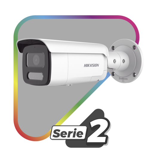 [Dual Light + ColorVu] Bala IP 4 Megapixel / Lente 4 mm / 60 mts IR + 60 mts Luz Blanca / Exterior IP67 / Luz Intermitente y Alerta de Audio / Videoanaliticos (Filtro de Falsas Alarmas) / PoE / WDR 130 dB / Captura Facial  /  ACUSEARCH