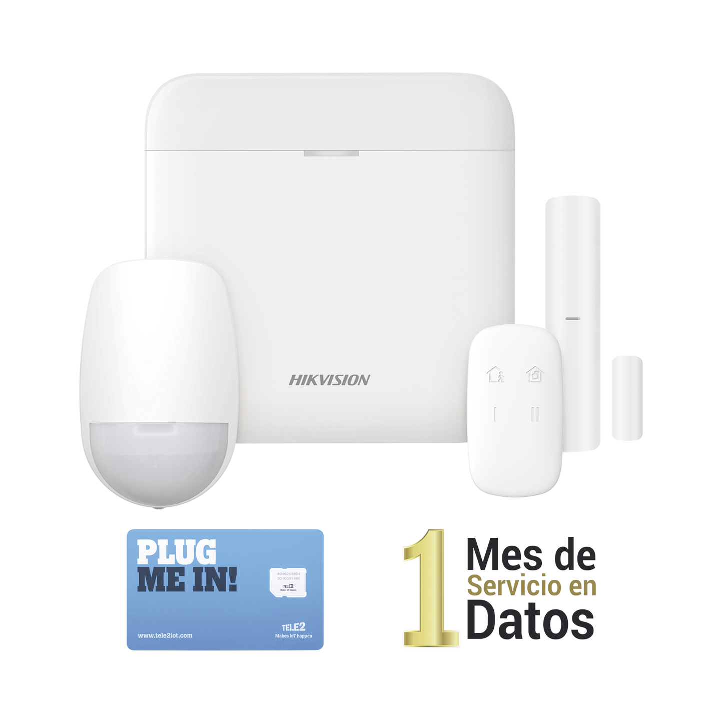 (AX PRO) KIT de Alarma AX PRO con GSM (3G/4G) / Incluye: 1 Hub con bateria de respaldo / 1 Sensor PIR / 1 Contacto MagnÃ©tico / 1 Control Remoto /1 MICROSIM30M2M incluye 1 mes de servicio/ Wi-Fi / Compatible con Hik-Connect P2P