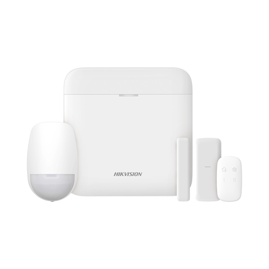 (AX PRO) KIT de Alarma AX PRO / Incluye: 1 Hub con bateria de respaldo / 1 Sensor PIR / 1 Contacto MagnÃ©tico slim / 1 Control Remoto / WiFi / Compatible con Hik-Connect P2P