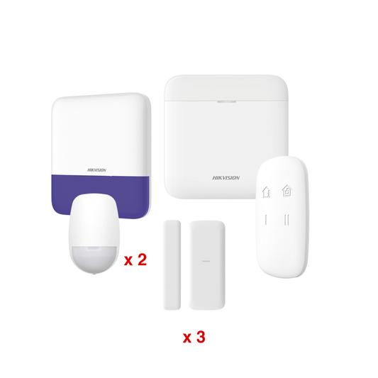 (AX PRO) KIT de Alarma AXP RO / Incluye: 1 Hub con bateria de respaldo / 2 Sensores PIR / 3 Contactos MagnÃ©ticos mini / 1 Control Remoto / 1 Sirena Inalambrica Exterior  / WiFi / Compatible con Hik-Connect P2P