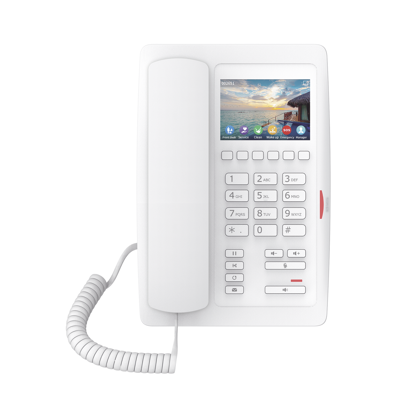 (H5W Color Blanco)TelÃ©fono IP WiFi para HotelerÃ­a, profesional de gama alta con pantalla LCD de 3.5 pulgadas a color, 6 teclas programables para servicio rÃ¡pido (Hotline) PoE