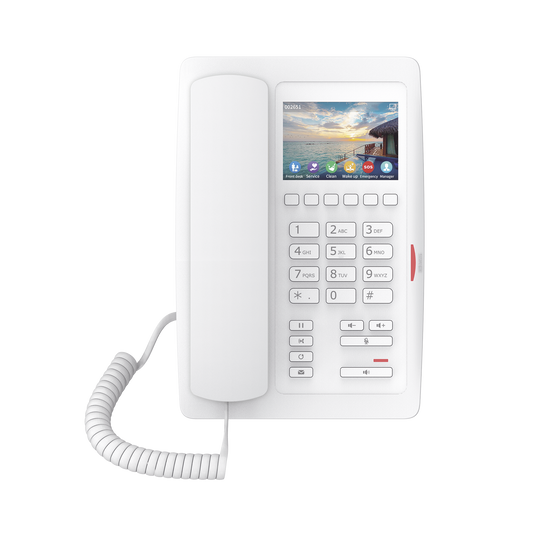 (H5W Color Blanco)TelÃ©fono IP WiFi para HotelerÃ­a, profesional de gama alta con pantalla LCD de 3.5 pulgadas a color, 6 teclas programables para servicio rÃ¡pido (Hotline) PoE