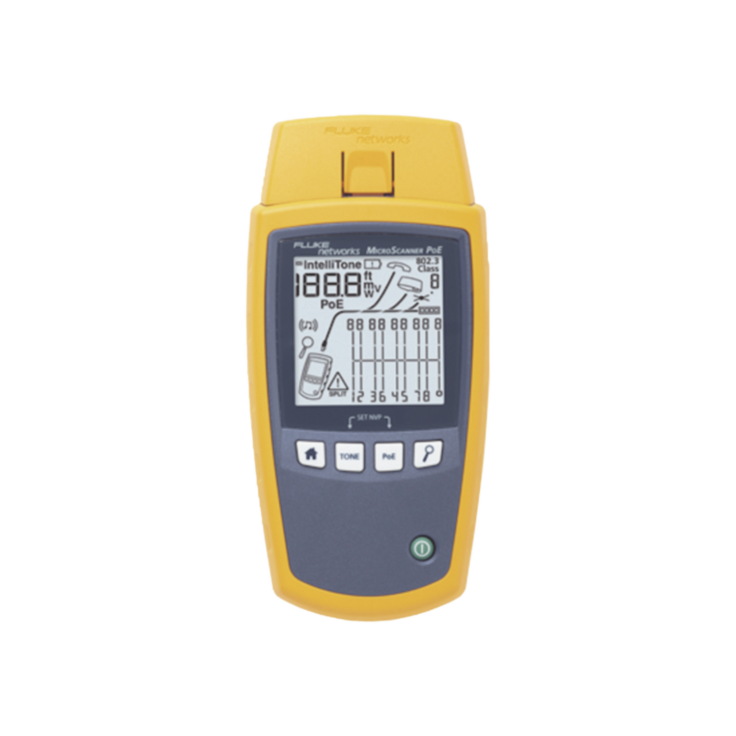 Verificador de Red MicroScanner PoE, para Comprobación de Redes de Voz, Datos, Video y PoE 802.3af, at, bt y UPOE, Con Pantalla LCD Retroiluminada