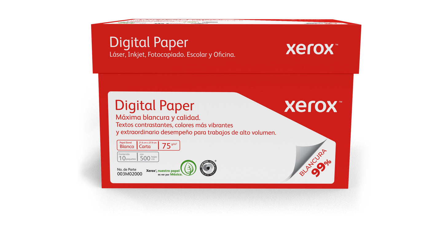 XEROX PAPEL DIGITAL ROJO CARTA 99% BLANCURA