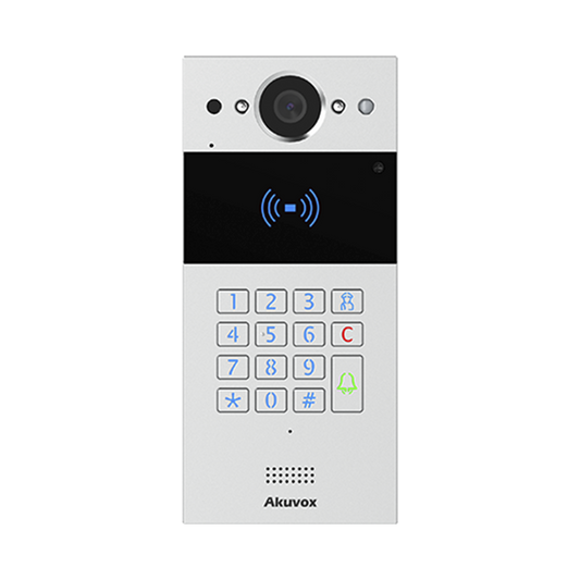 Videoportero SIP / Teclado y Lector de Tarjeta / NotificaciÃ³n App / NotificaciÃ³n Llamada TelefÃ³nica / ConfiguraciÃ³n en la Nube / POE / IP65 / CÃ¡mara de 2 MP / NFC / PIN Temporal para Visitas / Control de 2 Puertas