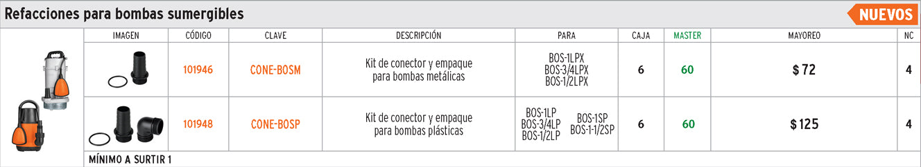 Kit de conector y empaque p/bombas sumergibles metálicas    CODIGO- 101946 Default Title