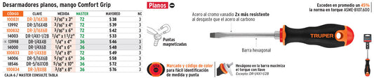 Desarmador plano 3/16x4' mango comfort grip    CODIGO- 13992 Default Title
