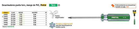 Desarmador punta Torx T 10 mango de PVC Pretul    CODIGO- 29982 Default Title