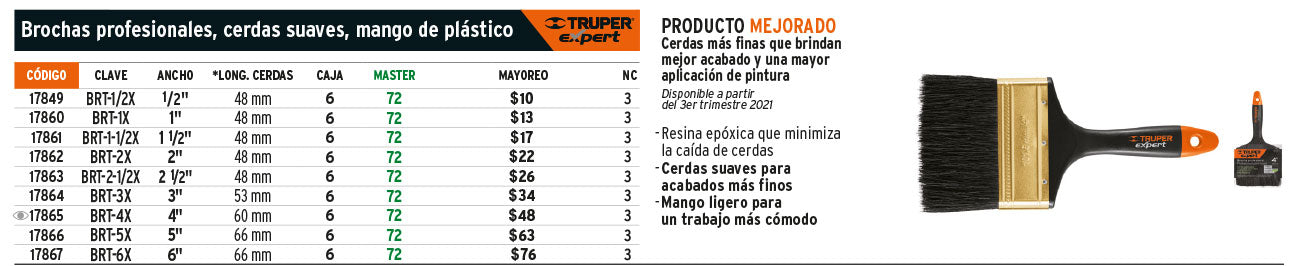 Brocha, mango de plástico, 1/2', Truper Expert    CODIGO- 17849 Default Title