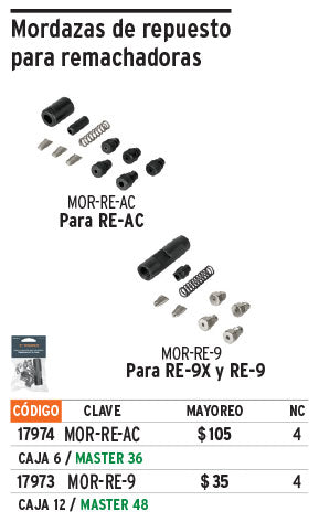 Kit de refacciones y mordazas para remachadora RE-9    CODIGO- 17973 Default Title