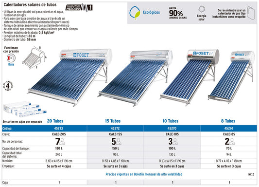 Calentador de agua solar 240 Litros 6 ó 7 personas CALE-20S Default Title