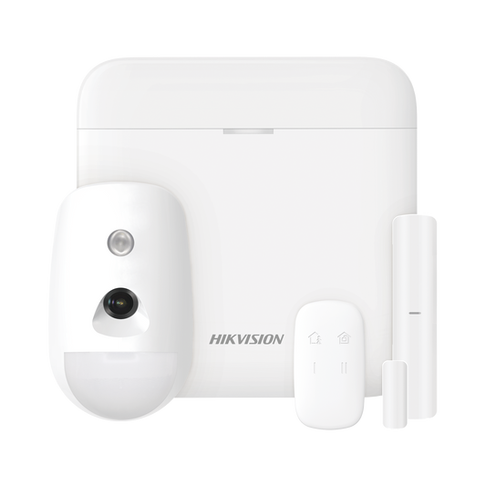 (AX PRO) KIT de Alarma AX PRO con GSM (3G/4G), Incluye: 1 Hub, 1 Sensor PIR con Cámara, 1 Contacto Magnético, 1 Control Remoto, WiFi, Compatible con Hik-Connect P2P