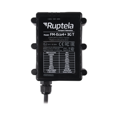 RUPTELA ECO4PLUS3GT Localizador vehicular 3G / Antenas internas / Contra agua y polvo IP67 / ideal para motocicletas / RFID / Apagado de motor a distancia / Anti Jammer