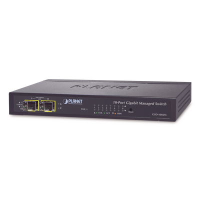 PLANET GSD-1002M Switch Administrable de Escritorio 8 puertos Giga + 2 puertos SFP
