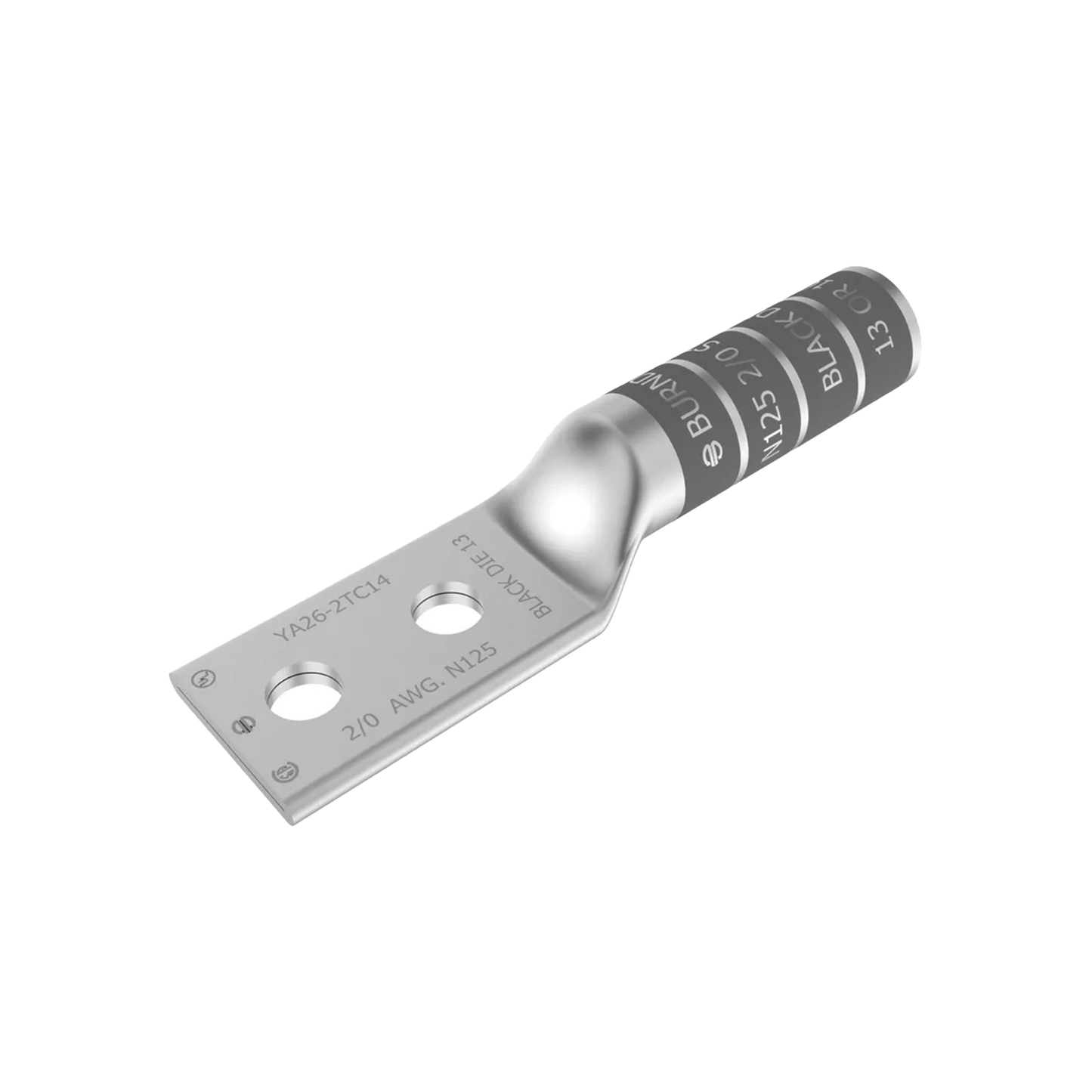 Zapata Terminal de Cobre ElectrolÃ­tico/ CaÃ±on Largo con 2 Perforaciones para Tornillos de 1/2" / Cable Calibre 2/0 / Espaciamiento entre orificios de 1 3/4".