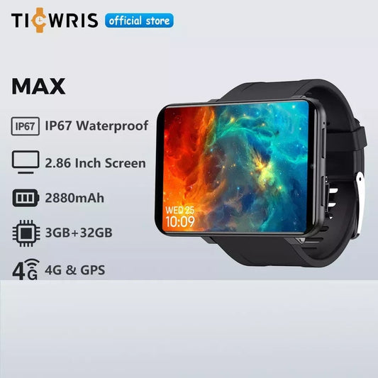 TICWRIS MAX 4G Smart Watch 3GB 32GB Face ID Camera 2880mAh GPS WIFI Waterproof Bluetooth Android Smartwatch Phone for Men Women
