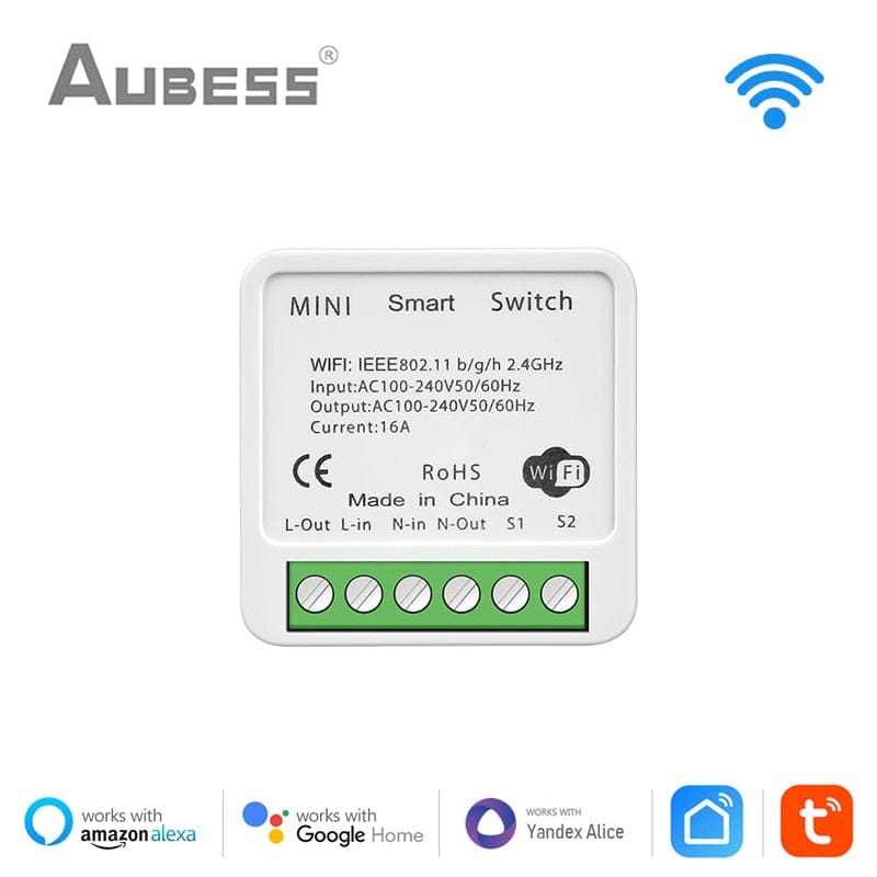 Zigbee - Mini módulo de relé de interruptor inteligente WiFi, control de  modo dual de 2 vías, interruptor de 16 A para automatización del hogar